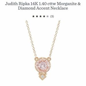 New Judith Ripka 14k Yellow Gold Morganite & Diamond 1.40 cttw Necklace